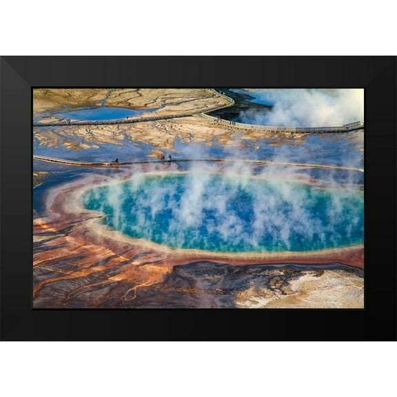 The Yellowstone Collection 14x11 Black Modern Framed Museum Art Print Titled - Grand Prismatic Spring, Yellowstone National Park