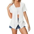 thumbnail image 2 of Aligament Womens Lightweight Cardigan 2024 Summer Short Sleeve Cardigans Open Front Beach Coverup Kimono Cardigan White L, 2 of 7