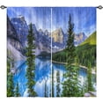thumbnail image 2 of Landscape Kitchen Curtains Nature Theme Forest Tree Lake Mountain Scenery Scene Design Print Pattern Rod Pocket Waterproof Window Drapes for Bathroom Bedroom Office Cafe 2 Panels 26 x 36 Inch, 2 of 6