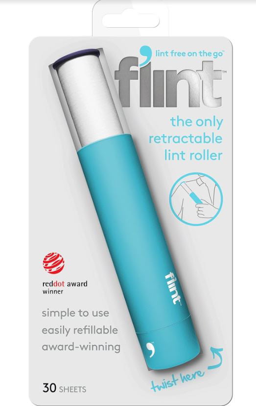 Blue or Pink NEW Flint Retractable Lint Roller with 2 Refills ~ Your Choice 