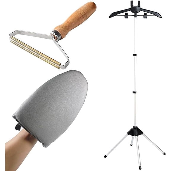 TONINT Garment Steamer Rack 63 in Height Adjustable Clothing Hanger & Grey Ironing Glove