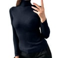 thumbnail image 2 of Pullover Sweaters for Women 2025 Long Sleeve Turtleneck Plain Basic Ribbed Knit Sweater Tops Fall Winter Outfits, 2 of 5