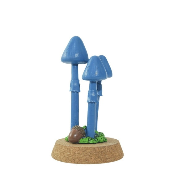 Decorative Blue Mushroom Figurine, Handcrafted Resin Ornament for Home and Office, Unique Nature-Inspired Decor Piece