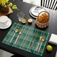 thumbnail image 4 of Christmas Placemats Set of 4, Green Buffalo Plaid Check Placemat for Dining Table Decorations, Cotton Linen Checkered Place Mats, Xmas Table Mats for Kitchen Dinner Holiday Party Decor Gift, 4 of 5