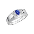 thumbnail image 4 of Rylos 14K White Gold Classic 6X4MM Oval Blue Star Sapphire & Sparkling Diamond Ring - Birthstone Jewelry for Men -Size 13, 4 of 6