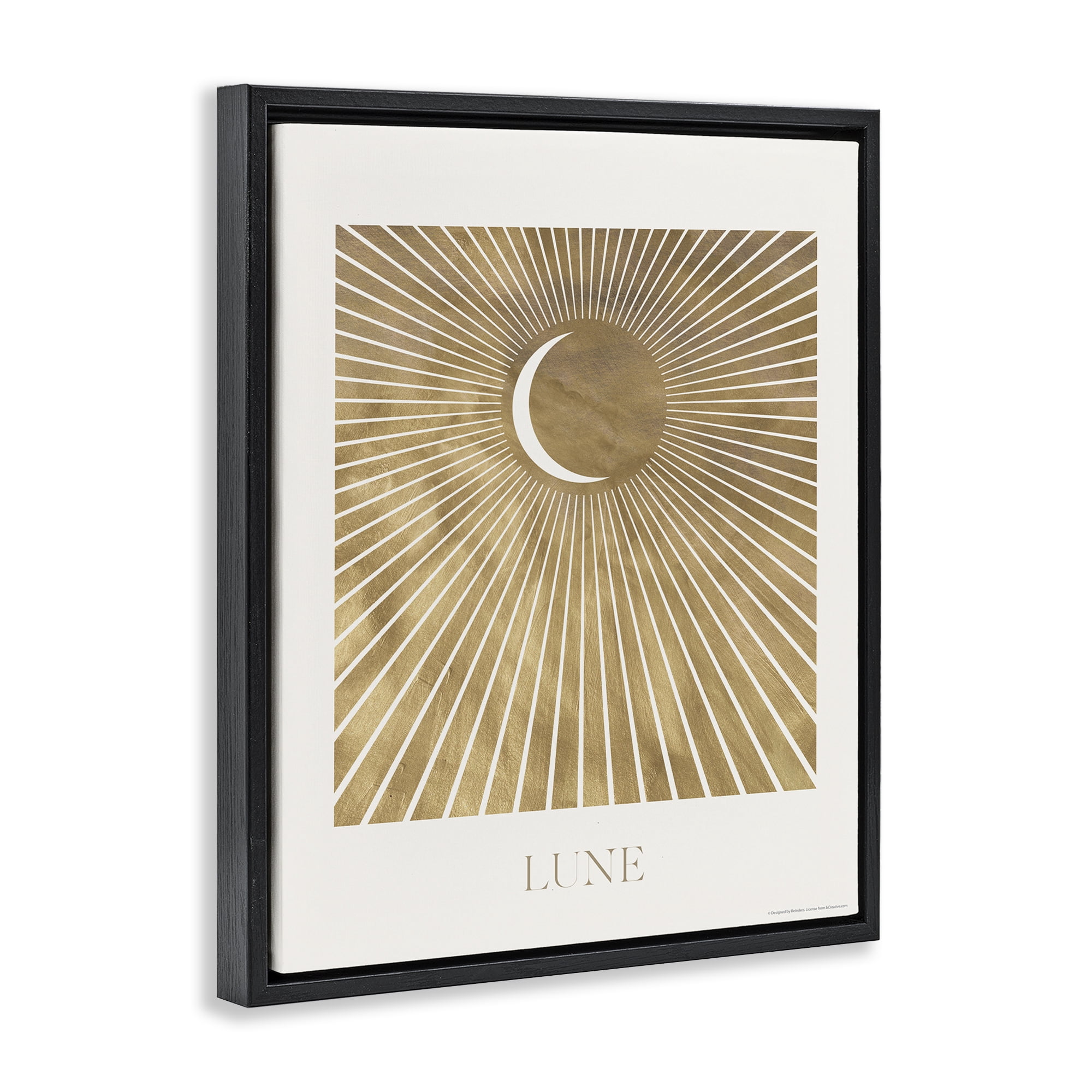 Stupell Industries Lune Boho Moon Astrology & Stars Painting Black Floater Framed Canvas Art Print Wall Art, 25 x 31