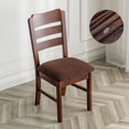 thumbnail image 3 of Stretch Diagonal Jacquard Waterproof Chair Seat Covers for Dining Room Chairs Covers Dining Chair Seat Covers Kitchen Chair Covers with Buckle (Coffee,2), 3 of 7