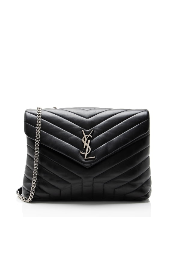 Pre-Owned Saint Laurent Matelasse Calfskin Monogram LouLou Chain Medium Shoulder Bag