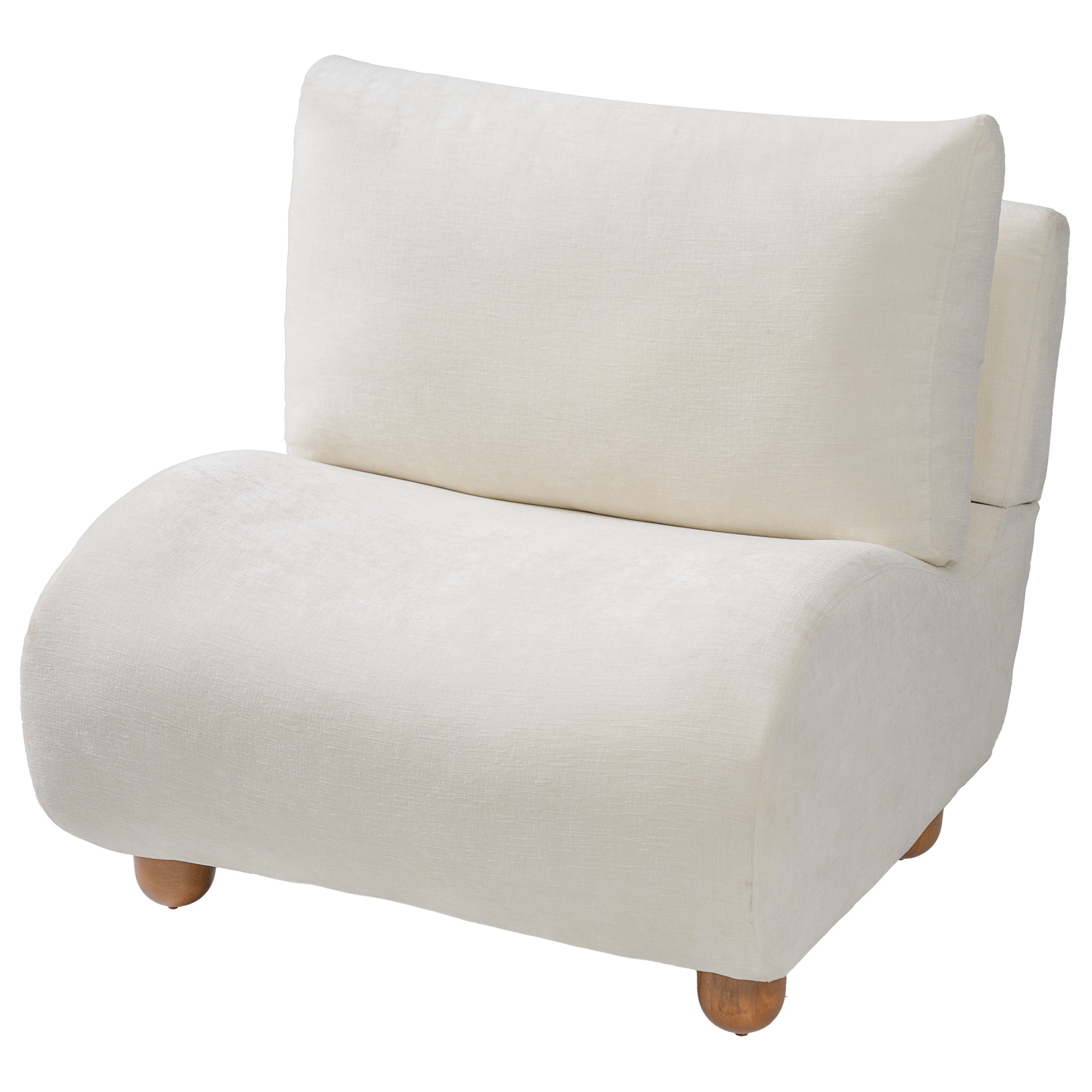 Christopher Knight Home 30.1" Modern Curved Accent Chair, Linen Upholstered with Wood Legs, Beige White