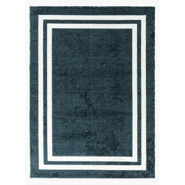 Newport Collection Blue Classic Bordered / Border Area Rug Walmart