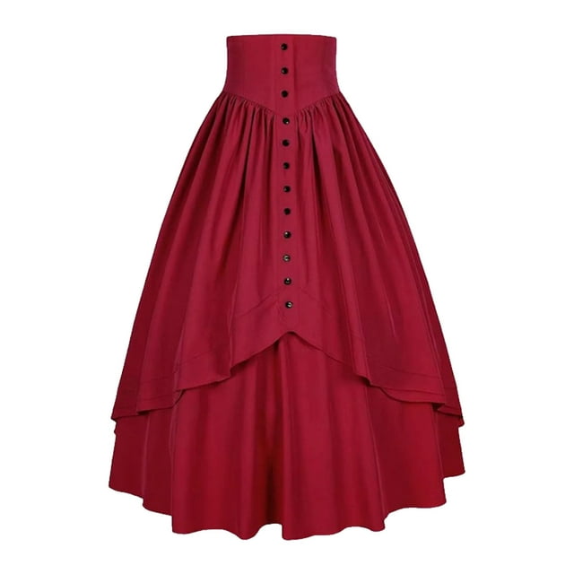NMMUED Cadeaux d'Halloween Costume Médiéval Femmes Cadeaux d'Halloween pour Femmes Tenue Renaissance Femmes Vêtements d'Halloween pour Femmes Tenues d'Halloween pour Femmes Jupe Renaissance Rouge m