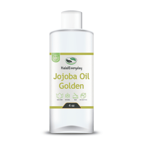 Jojoba Oil 4 oz. - Golden Organic Pure Natural Cold Pressed Unrefined For Face, Skin, Hair Oil By HalalEveryday