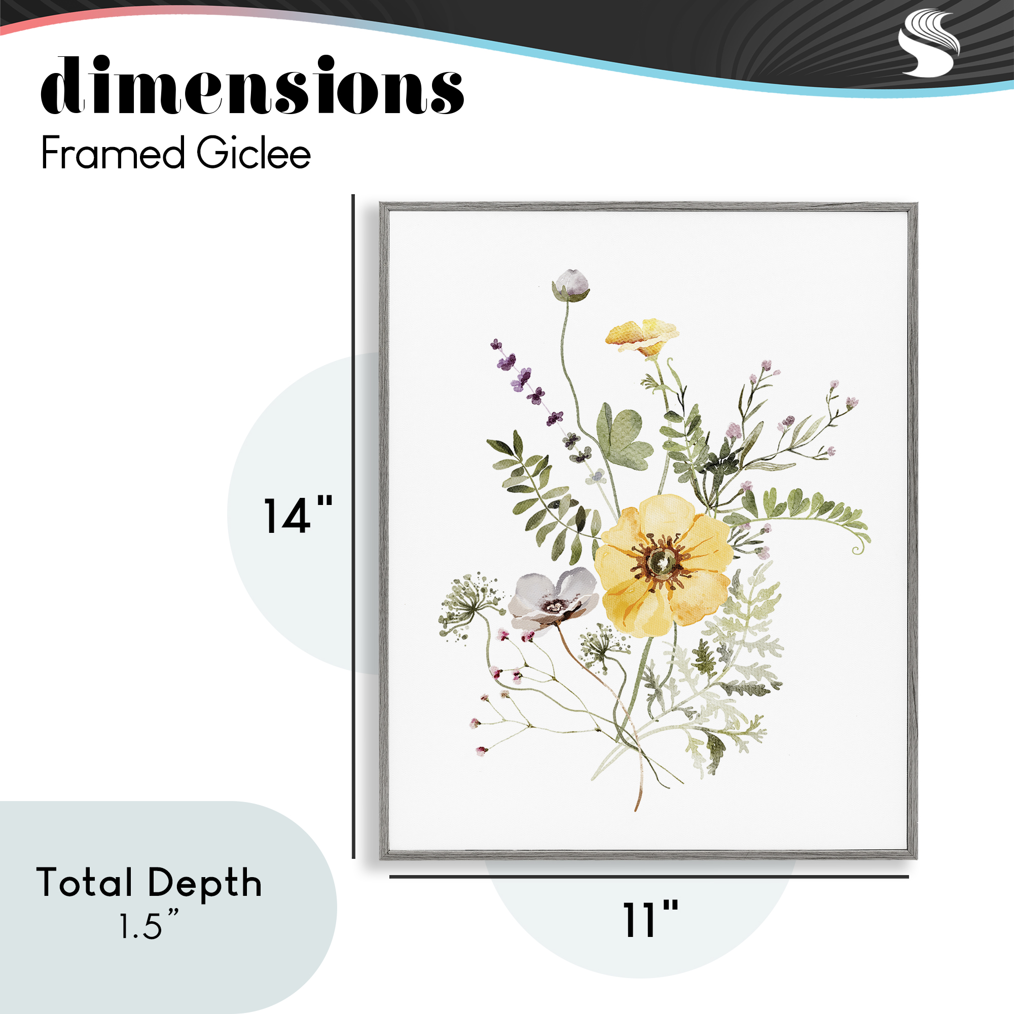 Gardening Herb Blooms Gray Framed Giclee Art, design by Lettered and Lined
