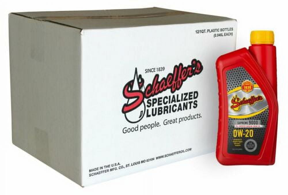 Schaeffer's Oil 9005 Supreme 9000 Full Synthetic SAE 0W-20 Motor Oil - 1 DOZEN