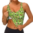 thumbnail image 3 of Picia Cute Green Frog Sports Bra for Women,Padded Strappy Sports Bras Medium Support Yoga Bra with Removable Cups,Running Yoga Bra-, 3 of 9