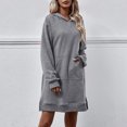 thumbnail image 1 of Vestido con abertura lateral y capucha, ajuste holgado, traje diario con hombros caídos para mujer Ygjytge Gris T M para Mujer, 1 of 5