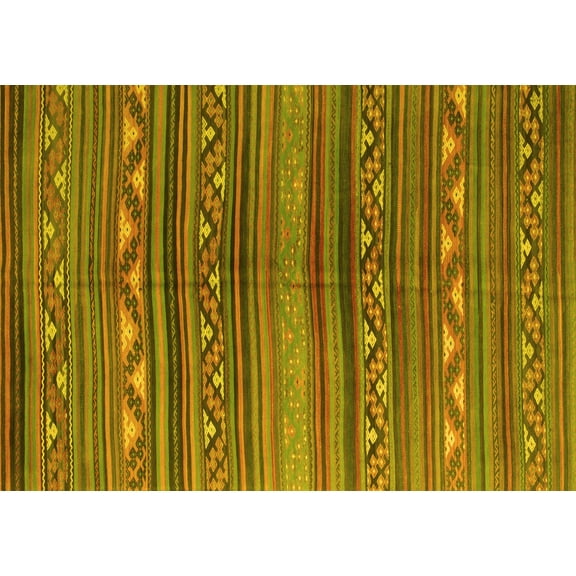 Ahgly Company Machine Washable Indoor Rectangle Southwestern Yellow Country Area Rugs, 5' x 7'