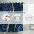 thumbnail image 5 of Marble Bathroom Shower Curtain Dark Blue Navy Gold Waterproof Fabric Shower Curtains with Hooks Watercolor Abstract Shower Curtains Cloth for Home Bath Decor 72x84 inches, 5 of 7