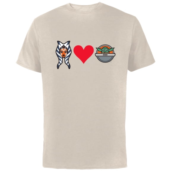 Star Wars The Mandalorian Ahsoka Tano Loves Grogu - Short Sleeve Cotton T-Shirt for Adults - Customized-Natural