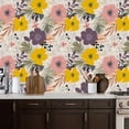 thumbnail image 2 of Peel and Stick Wallpaper Abstract Floral Yellow Pink Flowers Botanical Leaves Wall Mural 17.7in x 9.8ft Self Adhesive Removable Wall Paper Renter Friendly Wallpaper for Nursery Bedroom Cabinets, 2 of 8