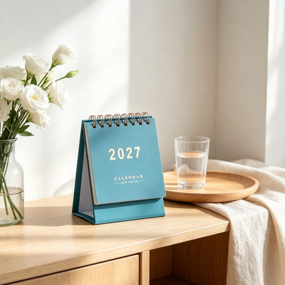 2027 Small Standing Desk Calendar, Flip Desktop Monthly Calendar, Compact Desktop Monthly Schedule Organizer, Portable Monthly Planner, Monthly Agenda Calendar, Tabletop Calendar for Home Office