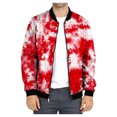 thumbnail image 2 of Utoimkio Men's Casual Stand Collar Jacket Tie-dye Printed Long Sleeve Full Zipper Jackets Fall Winter Outwear with Pockets, 2 of 6