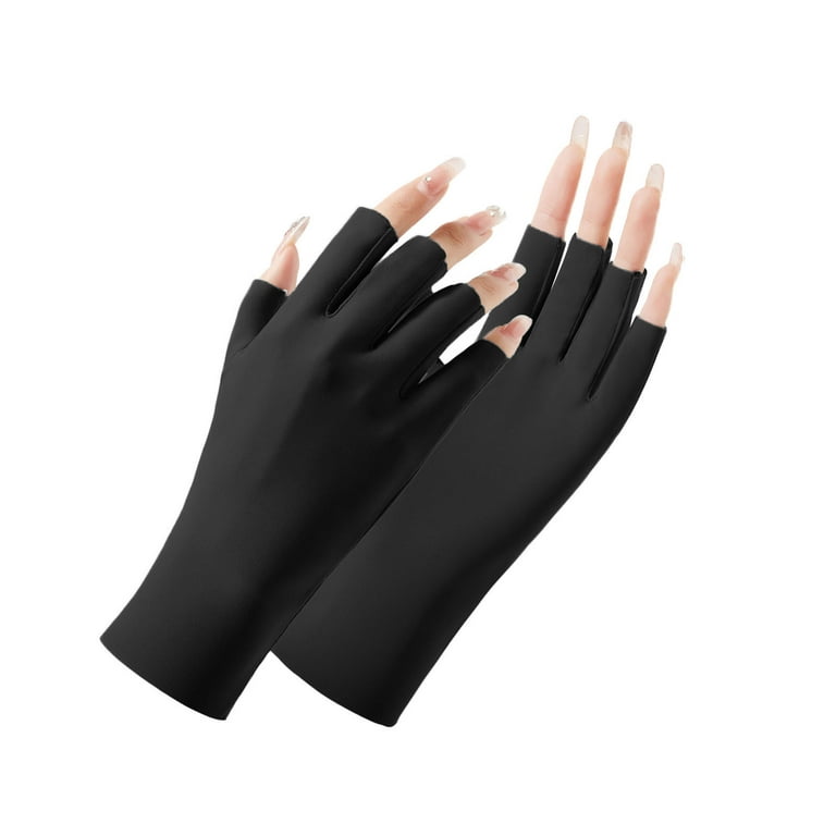 GUIGUI Women's Sunscreen Ice Silk Thin Breathable Gloves Driving Outdoor One  Finger Gloves 
