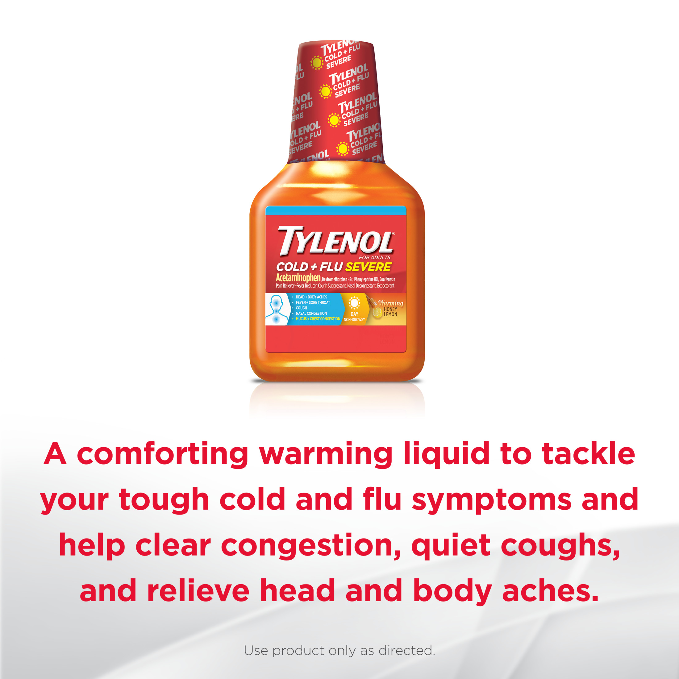 Tylenol Cold + Flu Severe Flu Medicine, Honey Lemon Flavor, 8 fl. oz - image 2 of 12
