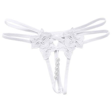

WZHKSN Womens Pearls Panty White Underwear Thongs 1-Pack