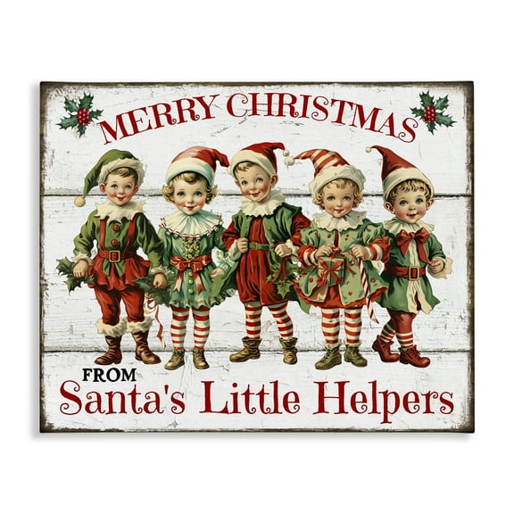 Stupell Industries Santa's Helpers Elves Holiday Painting Gallery Wrapped Canvas Art Prints Wall Art, 20 x 16