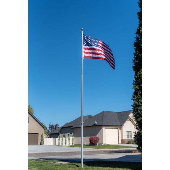 Titan Telescoping Flagpole Kit - 15' Silver