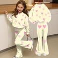 thumbnail image 4 of Grblisyd Girls Outfits Size 10-12 2 Piece Long Sleeve Crew Neck Cute Cartoon Print Sweatshirt Top and Flare Pants Set, 4 of 7