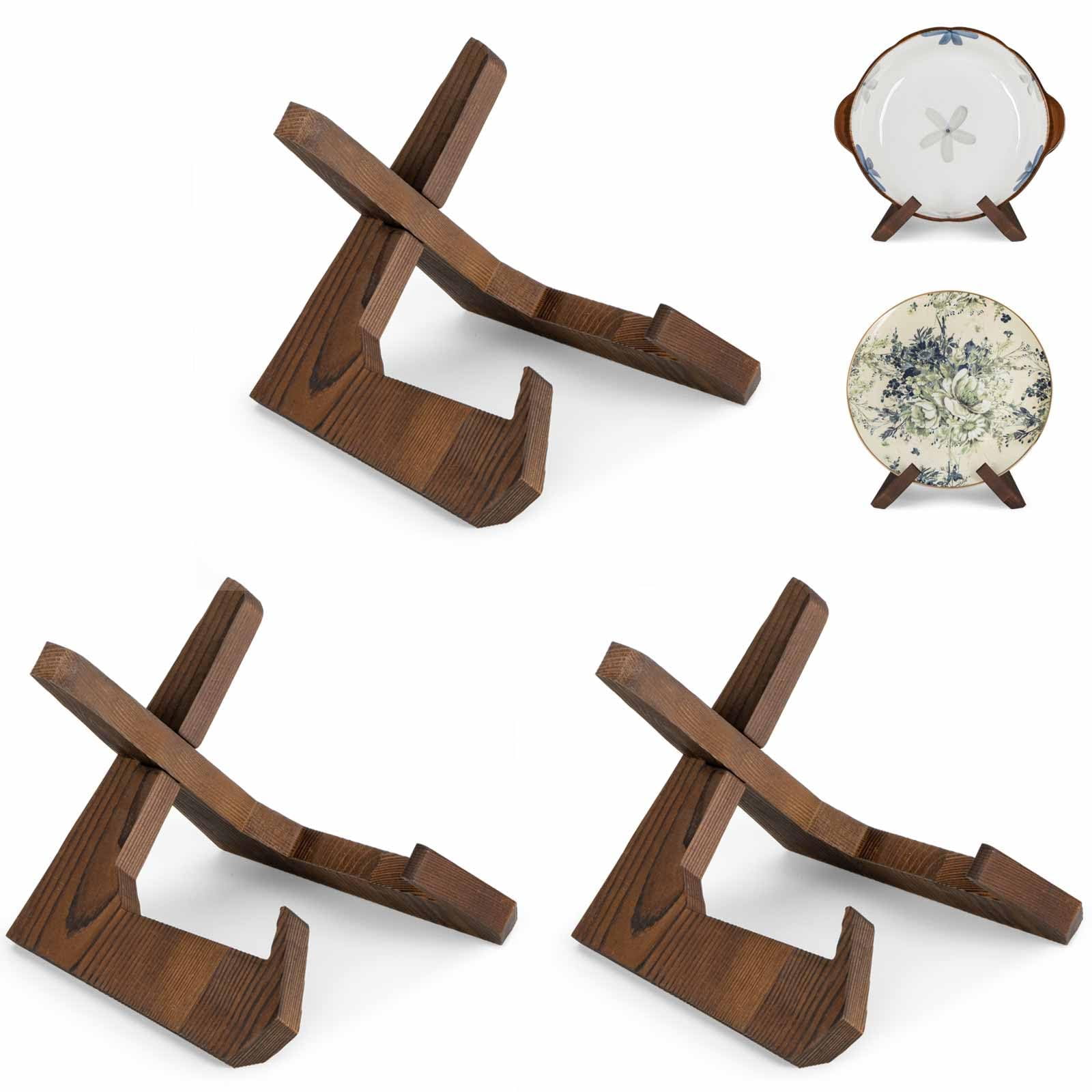 Lot De 6 Supports De Plaque Antidérapants 3 Tailles - Chevalets Noir Pour Assiettes, Cadres & Photos