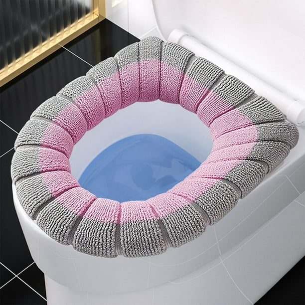 Xihbxyly Funda de Inodoro de Invierno, Suave y Cálida, con Anillo de Punto, Diseño de Alta Elasticidad, Comodidad Envolvente, Fácil de Instalar y Limpiar, Juego Multicolor, Compatible con La Mayoría