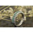 thumbnail image 3 of HeartsAndYou Natural Emerald Moissanite Three Row Half Eternity Band 14k SOLID White Gold, 3 of 8
