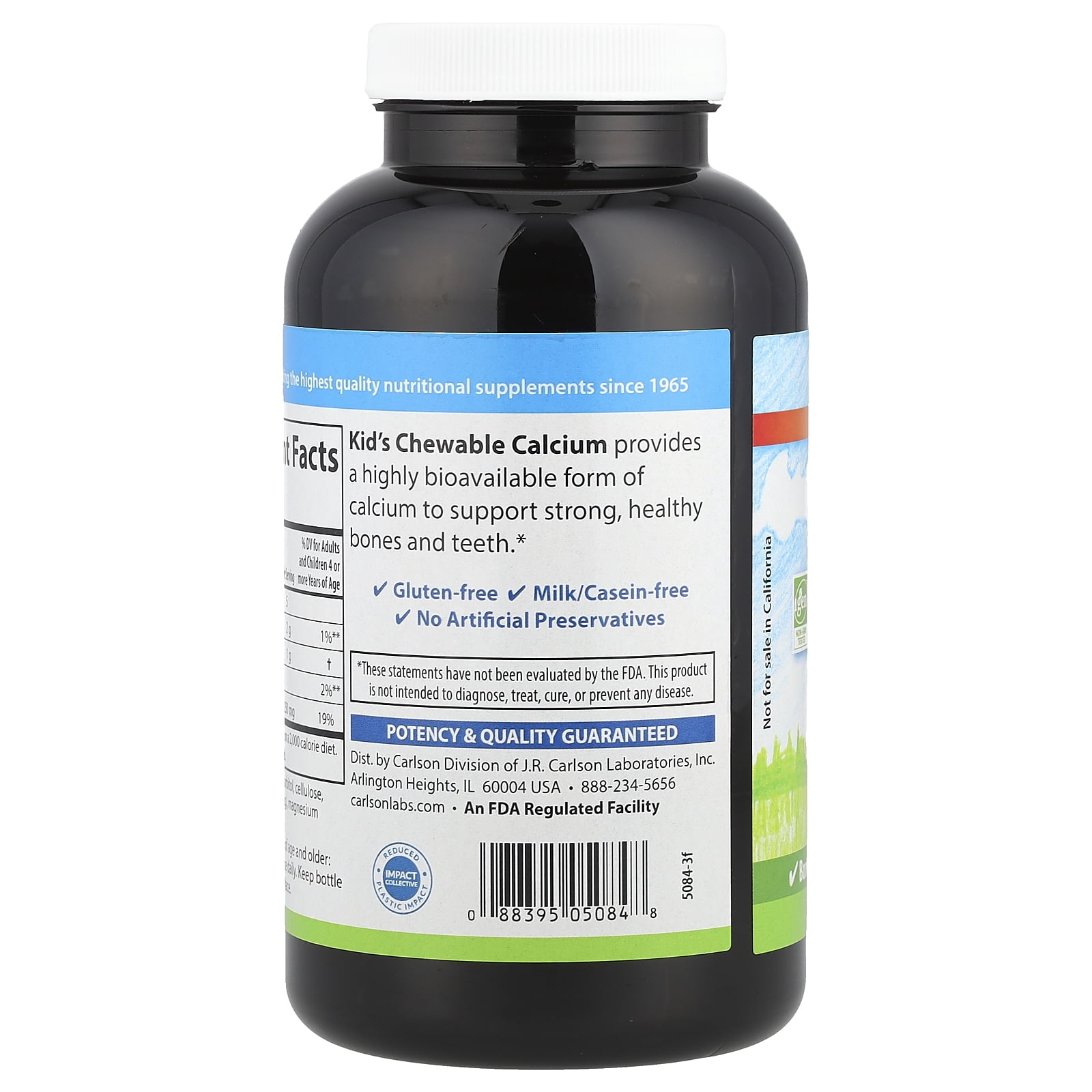 Carlson Kid's, Chewable Calcium, Natural Vanilla, 250 mg, 120 Tablets