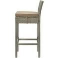 thumbnail image 4 of Contemporary Modern Urban Designer Outdoor Patio Balcony Garden Furniture Bar Side Stool Chair, Set of Four, Fabric Rattan Wicker, Light Brown, 4 of 5