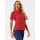 thumbnail image 3 of Blusa Corta Manga Acampanada Allegra K Rojo Plisado Cuello Alto XL, 3 of 6
