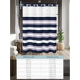 thumbnail image 6 of No Hook Cloth Fabric Shower Curtain with Snap in Liner, Purple Navy Blue Striped Waterproof Shower Curtains Set with See Through Top Window, Abstract Gradient Lines Art Bath Curtains Shower 48"x72", 6 of 6
