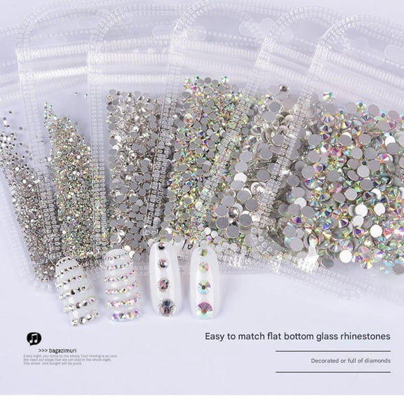 1440pcs Transparent White Nail Art Rhinestones High Quality DIY Nail Decoration Supplies