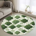 thumbnail image 3 of 3.3ft Washable Round Rug, Sage Green Moroccan Non-Slip Circle Area Rug for Entryway Bedroom, Abstract Gradient Gold Green Geometric Indoor Accent Floor Mat for Home Decor, 3 of 9