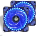 thumbnail image 1 of Ventilador de refrigeración de caja de PC de 120 mm, ventiladores de alto flujo de aire para computadoras de escritorio súper silencioso LED de 120 mm para juegos - azul-azul (paquete de 2) Ormromra CZDZ-HQ31-2, 1 of 6