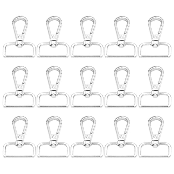 Januofit 15 Pcs D Ring Swivel Lobster Claw Clasp, Push Gate Snap Hooks Trigger Clips(Silver, 1 inch)