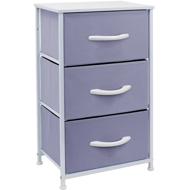 GGI International Mesita de Noche de 3 Cajones Mesa Auxiliar, Tocador para Recámara, Colores Pastel Morado