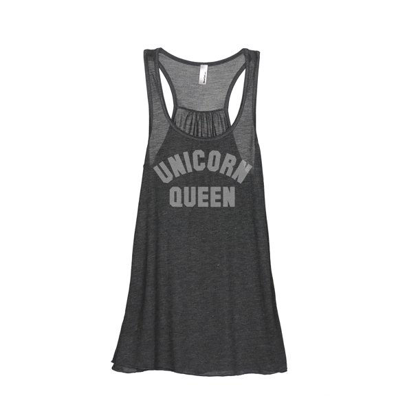 Unicorn Queen Women's Fashion Sleeveless Flowy Racerback Workout Yoga Tank Top Charcoal Grey 2X-Large