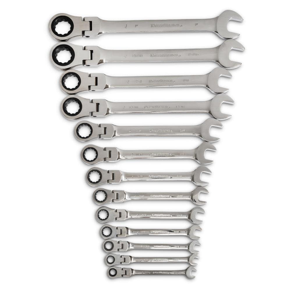 GearWrench 9702 13-Piece SAE Flex-Head Combination Ratcheting Wrench Set Sansujyuku sansujyuku.com
