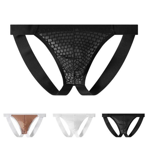 oelaio Mens Underwear with Bulge Pouch Briefs Mesh Bikini Breathable Underpants Athletic Supporter White M