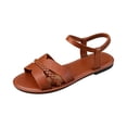 thumbnail image 3 of Domuza Women'S Fashion Casual Round Toe Flat Sandals With Woven Design Comfortable Brown 7（EU-38）, 3 of 6