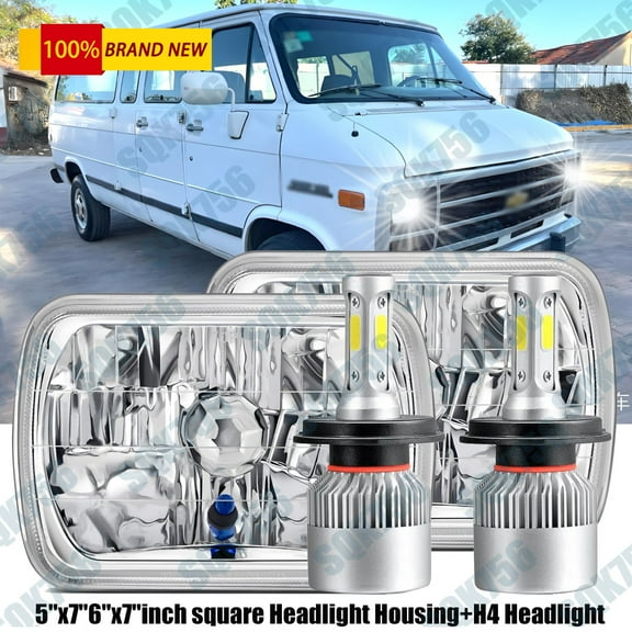 Fit FOR Chevy G10 G20 G30 Van 1978-1995 Pair 5x7 7x6" LED Headlights Hi/Lo Beam