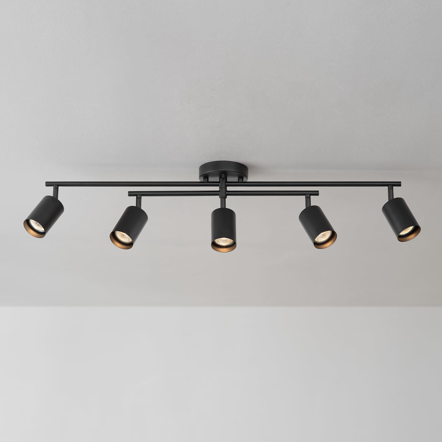 Globe Electric Modern Industrial 34" 5-Light Matte Black Track Light Swivel Bar Pivoting Shades